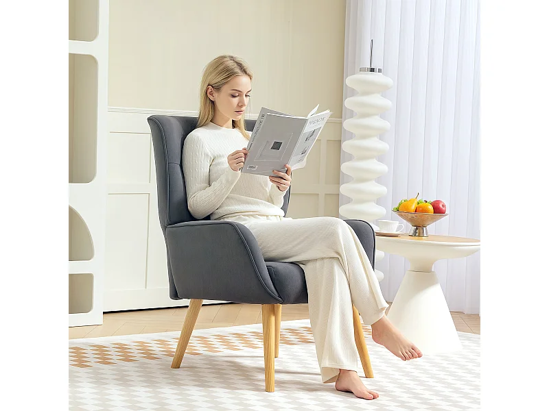 Divano letto in velluto con pieds bois pour salon chambre gris siège confortable