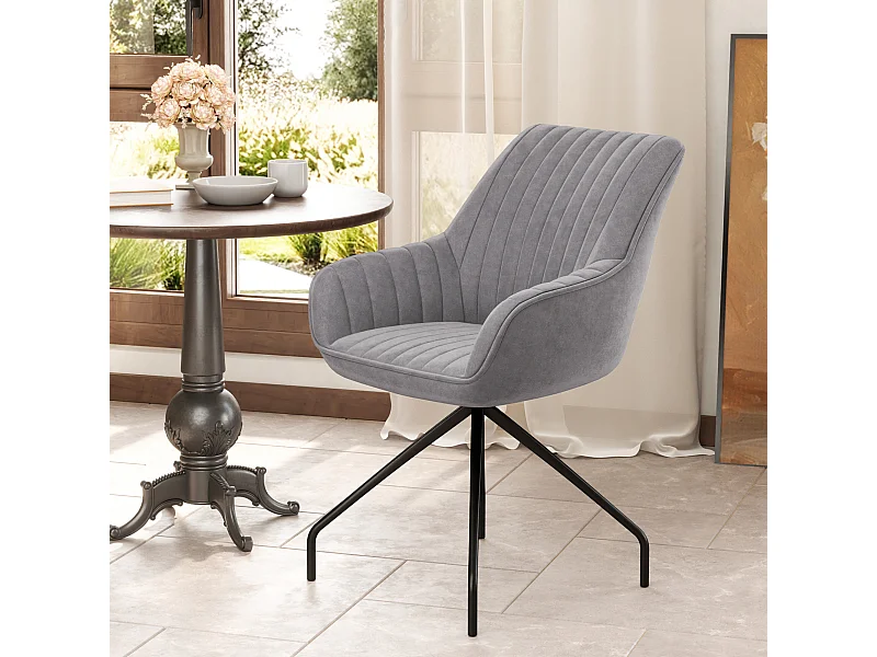 Poltrona lounge pivotant in velluto con rivestimenti in metallo per camera da salone grigio foncé 61x62x81cm