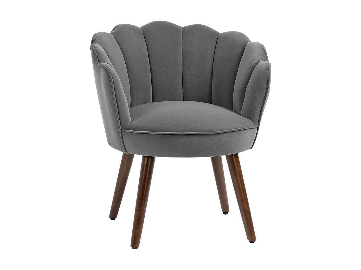 Chaise de salle à manger in velluto di poliestere con dossier e piedini in legno per cucina da salone grigio foncé 66x72x79cm