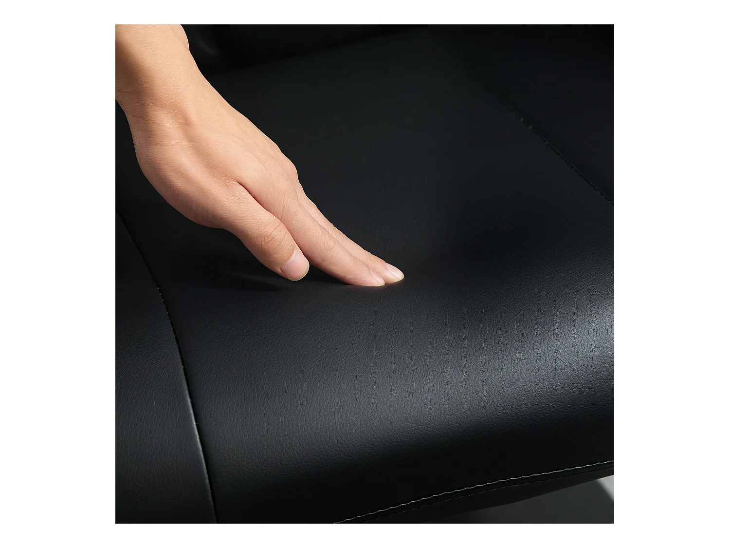 Fauteuil TV relax avec repose-pieds en simili cuir pivotant 360° inclinable pour salon noir