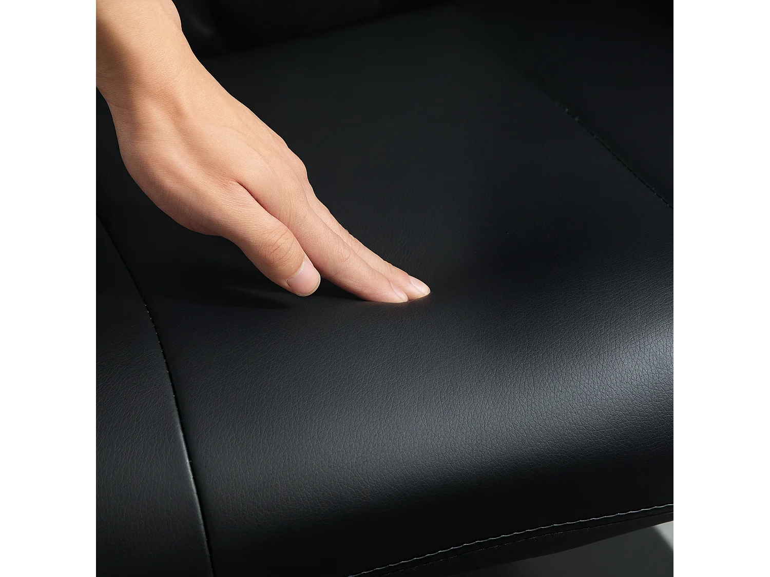 Fauteuil TV relax avec repose-pieds en simili cuir pivotant 360° inclinable pour salon noir