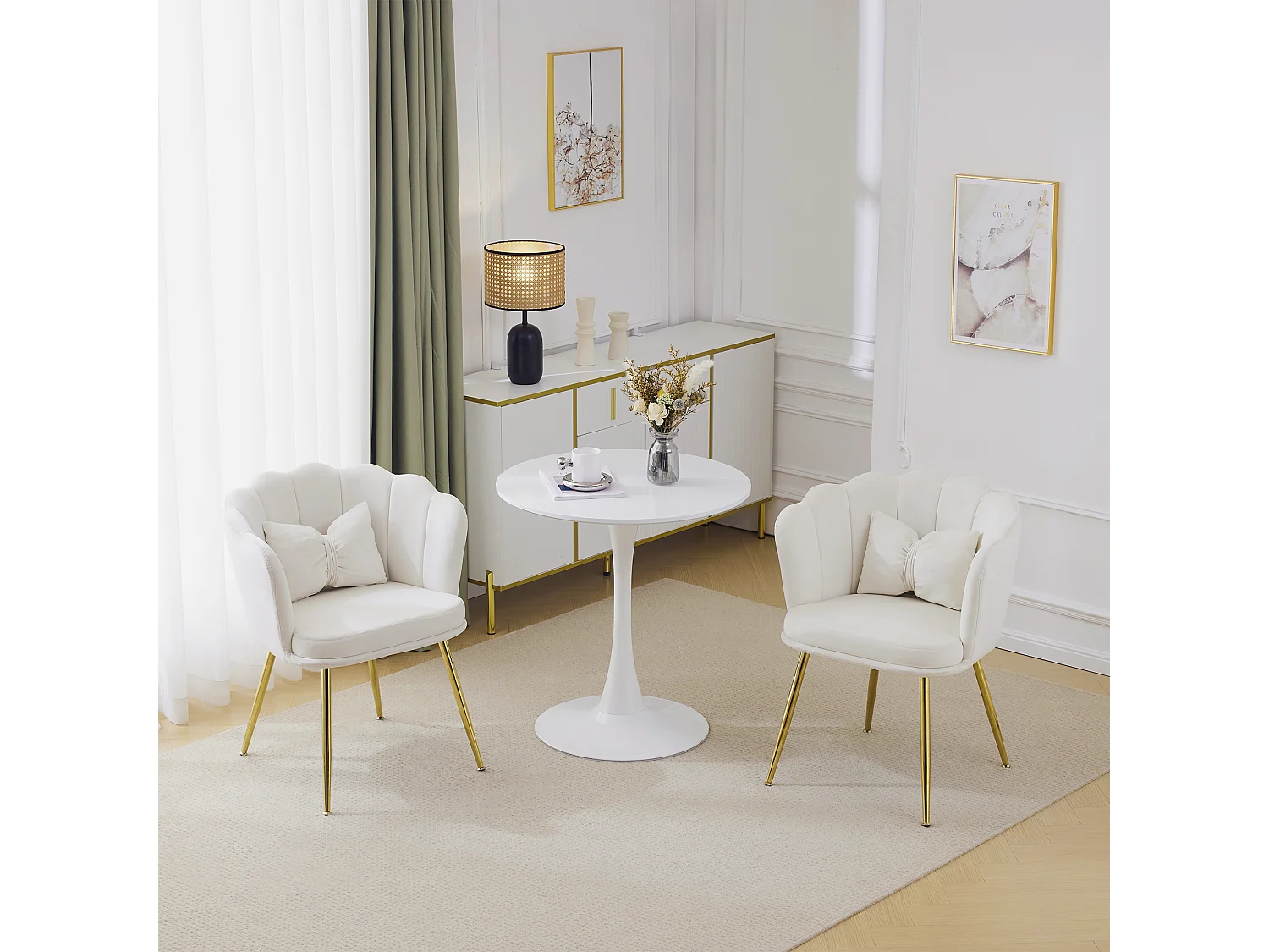 Lot 2 Fauteuils Velours Bleu Pétale Design Confort Salon Chambre 63x65x85cm