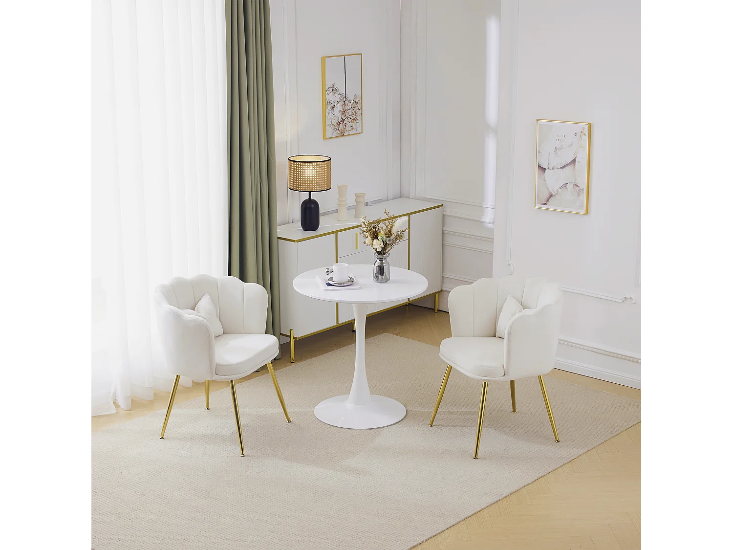 Lot 2 Fauteuils Velours Bleu Pétale Design Confort Salon Chambre 63x65x85cm