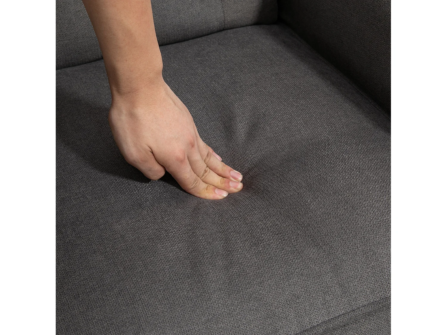 Fauteuil oreiller en polyester avec dossier capitonné et pieds bois pour salon et chambre gris foncé
