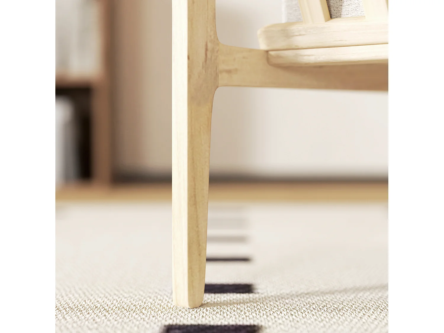 Sillón de lino con reposabrazos y cojines de madera extraíbles para salón o dormitorio, color beige, 62 x 82 x 82 cm.