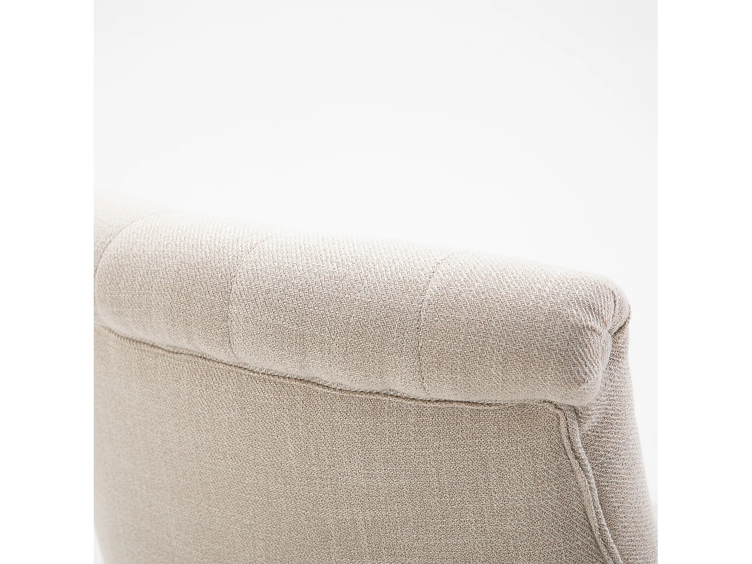 Sillón relax de lino con cómodo cojín de asiento para salón dormitorio patas de madera color crema 52,5x69x77 cm