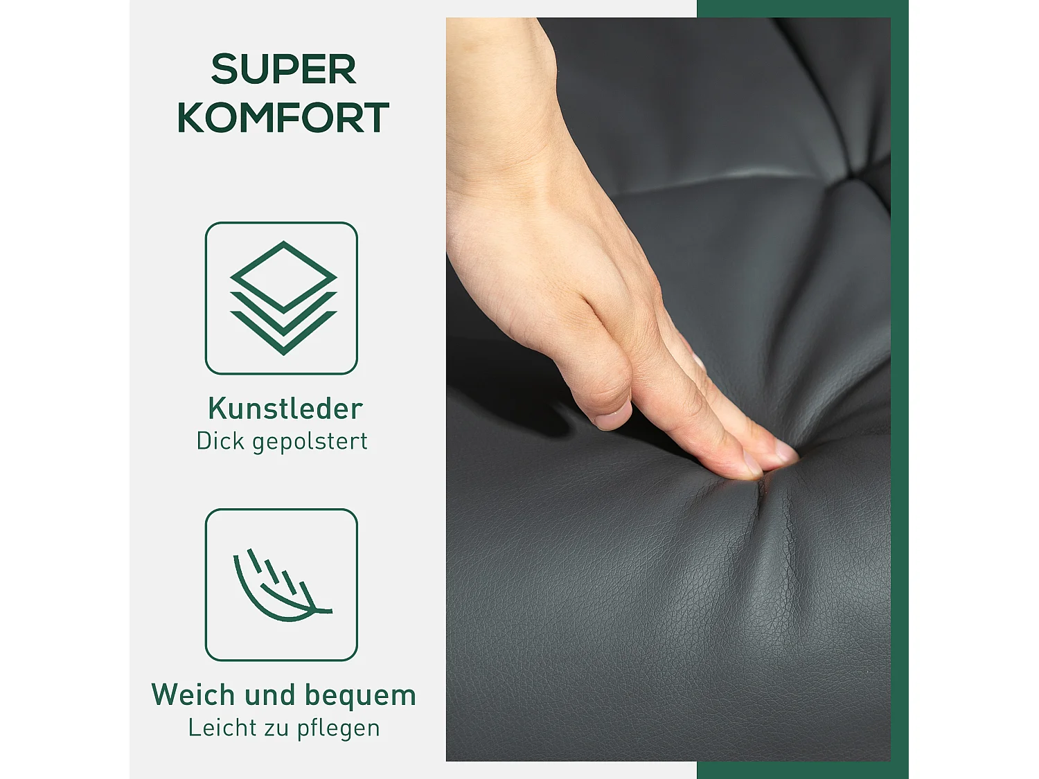 Fauteuil relax TV con ottomane cuoio sintetico inclinabile a 360° rangement salon chambre gris foncé