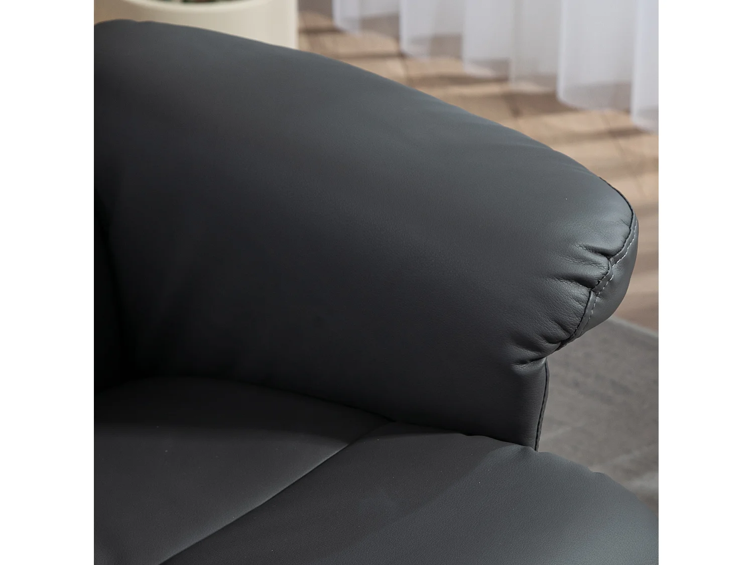 Fauteuil relax TV con ottomane cuoio sintetico inclinabile a 360° rangement salon chambre gris foncé