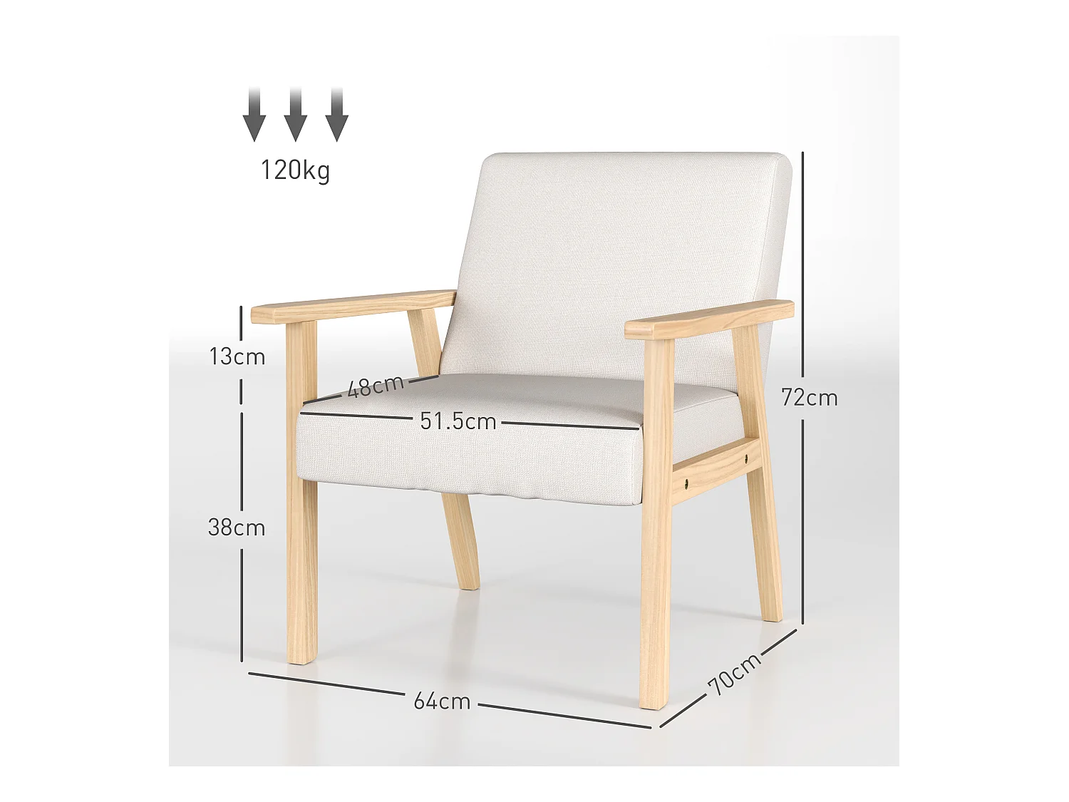Divano letto in lino con comodini per salone e camera da letto, quadro in legno massiccio, 64x70x72 cm