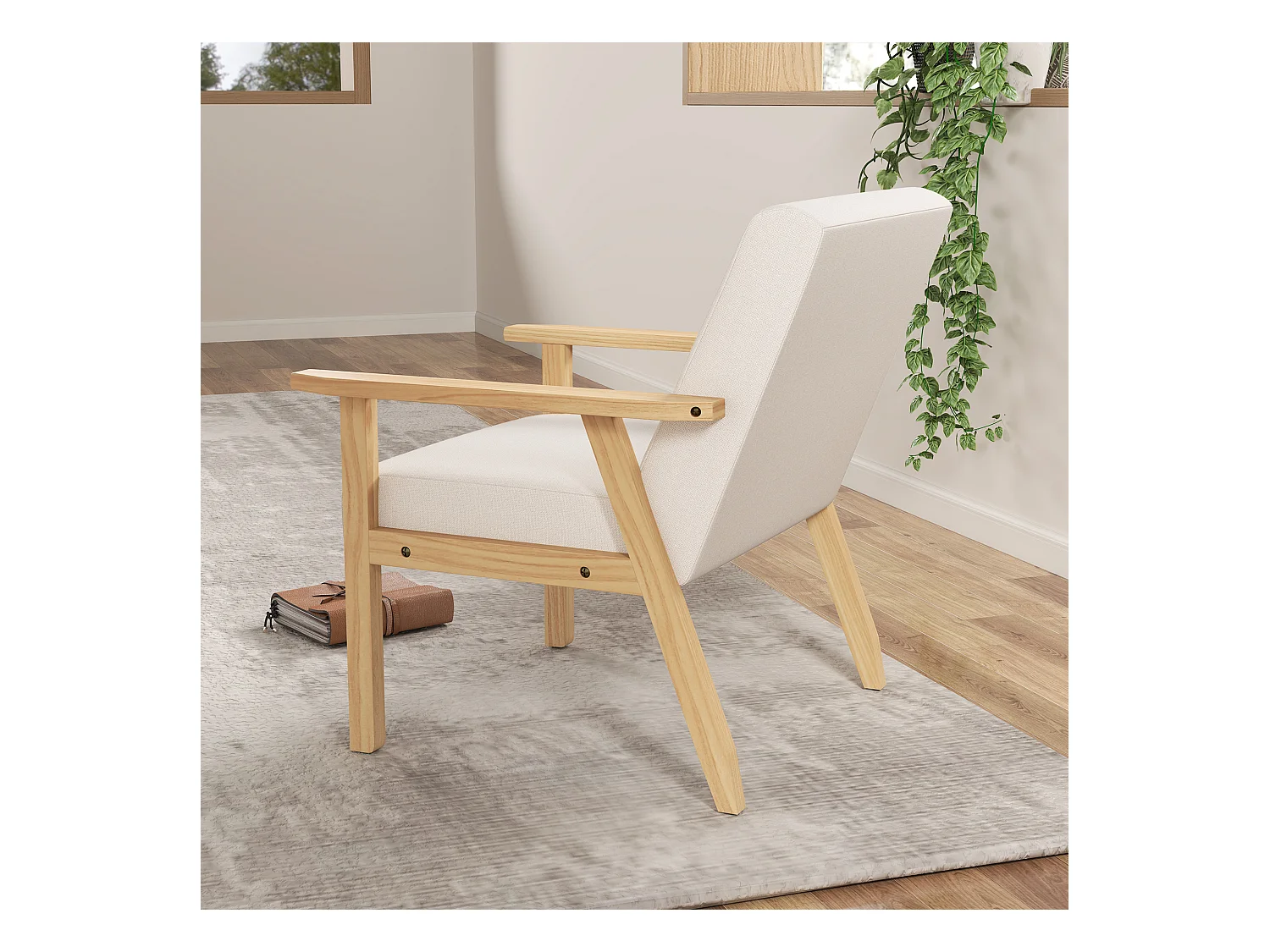 Divano letto in lino con comodini per salone e camera da letto, quadro in legno massiccio, 64x70x72 cm