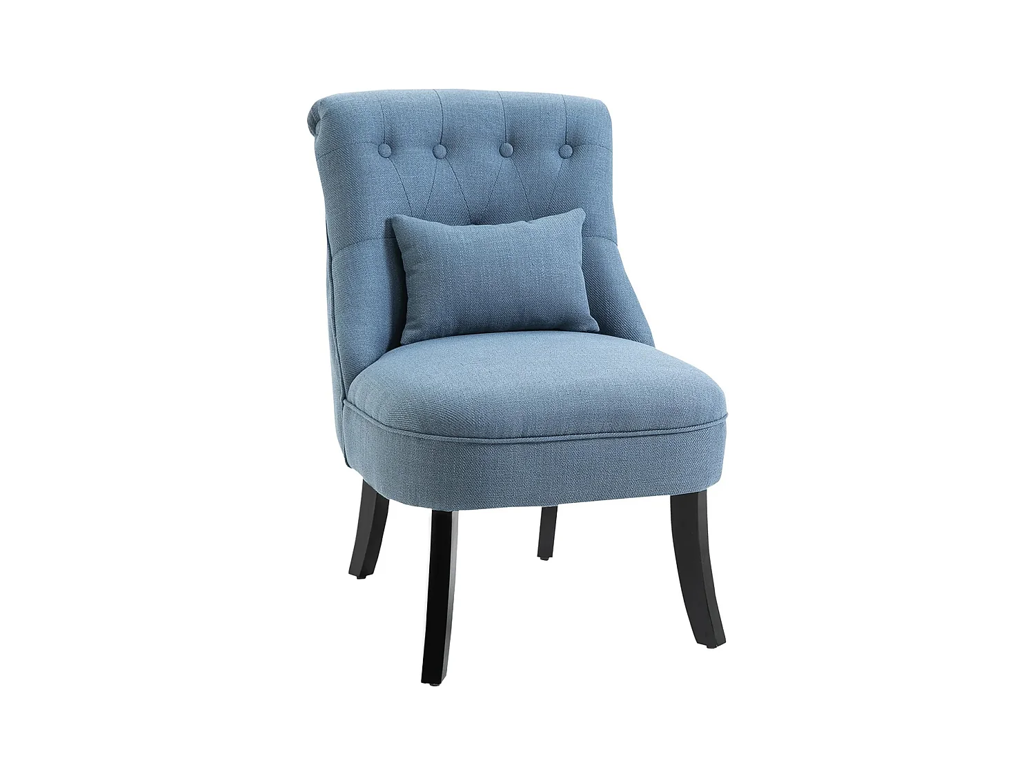 Sillón relax con cojín de respaldo de lino azul para salón dormitorio 52,5x69x77 cm