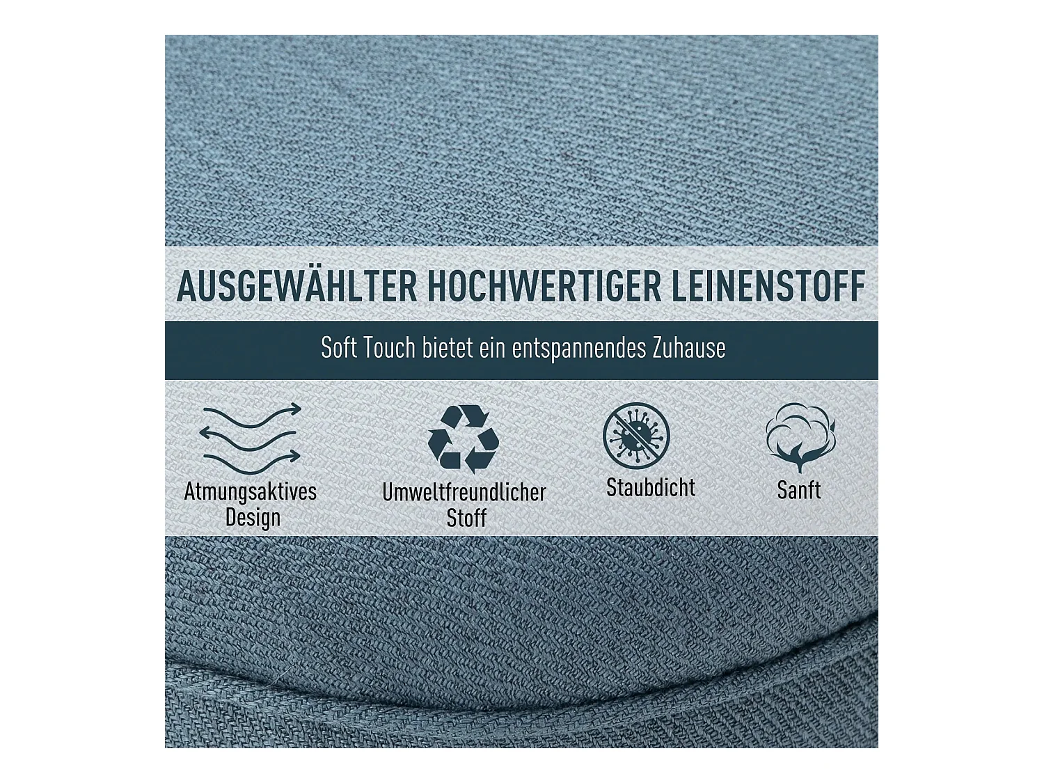 Sillón relax con cojín de respaldo de lino azul para salón dormitorio 52,5x69x77 cm