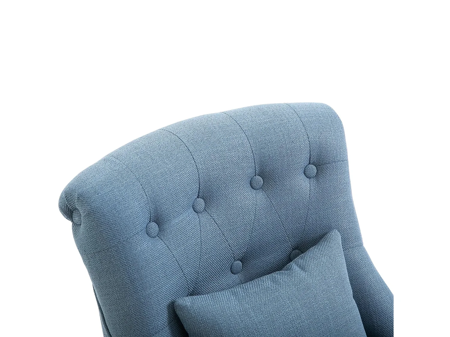 Sillón relax con cojín de respaldo de lino azul para salón dormitorio 52,5x69x77 cm