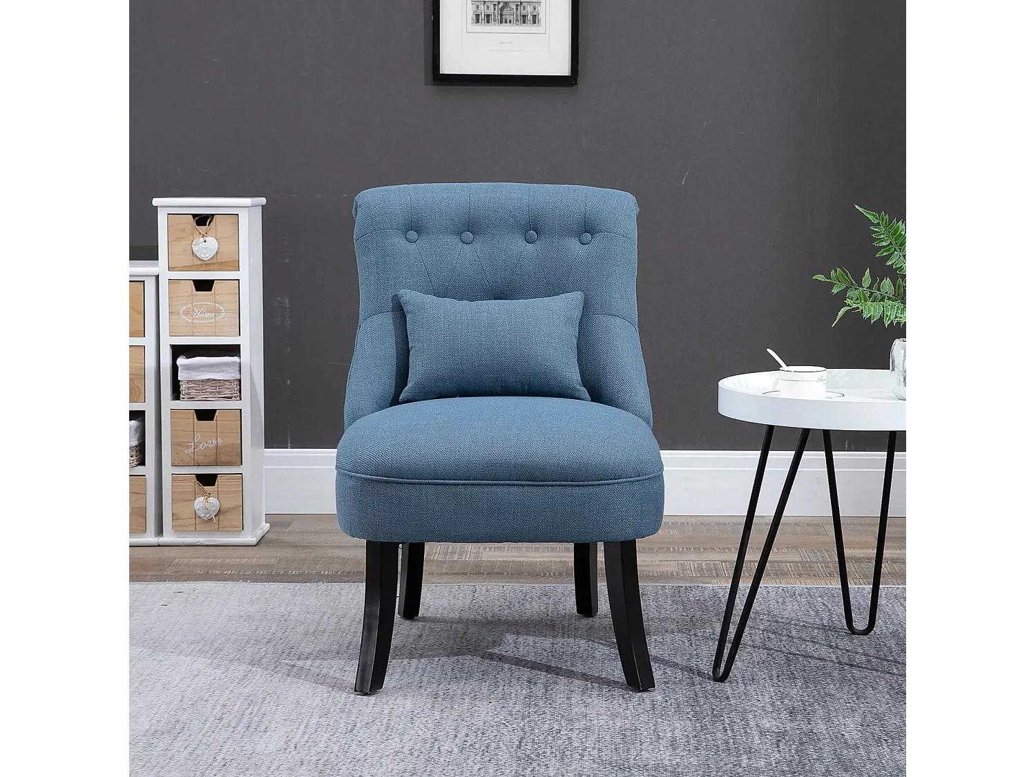 Poltrona relax con divano letto dossier lin bleu pour salon chambre 52,5x69x77 cm