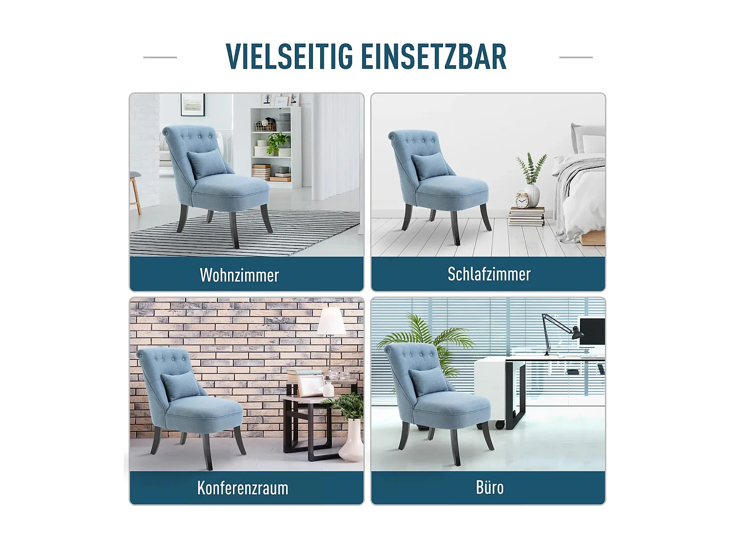 Poltrona relax con divano letto dossier lin bleu pour salon chambre 52,5x69x77 cm