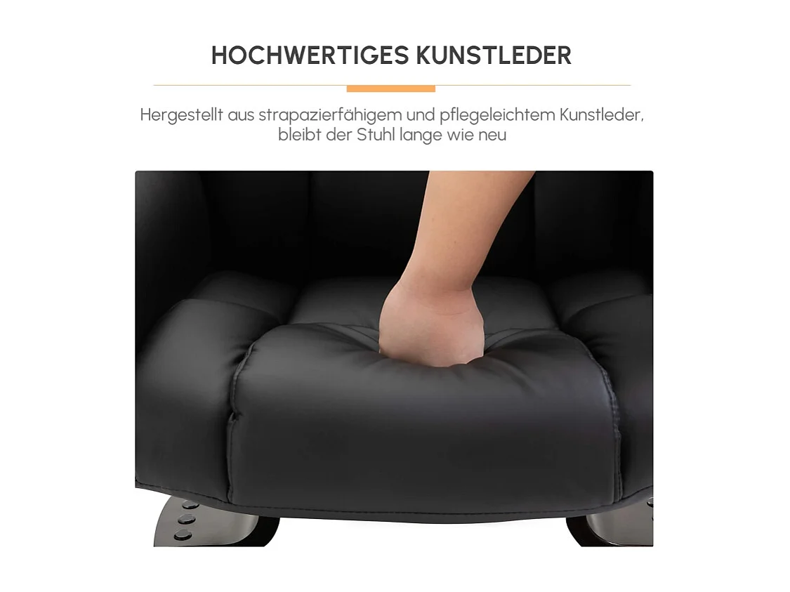 Poltrona relax in pelle con massaggio e pouf inclinabile 145° siège TV pivotant pour salon noir