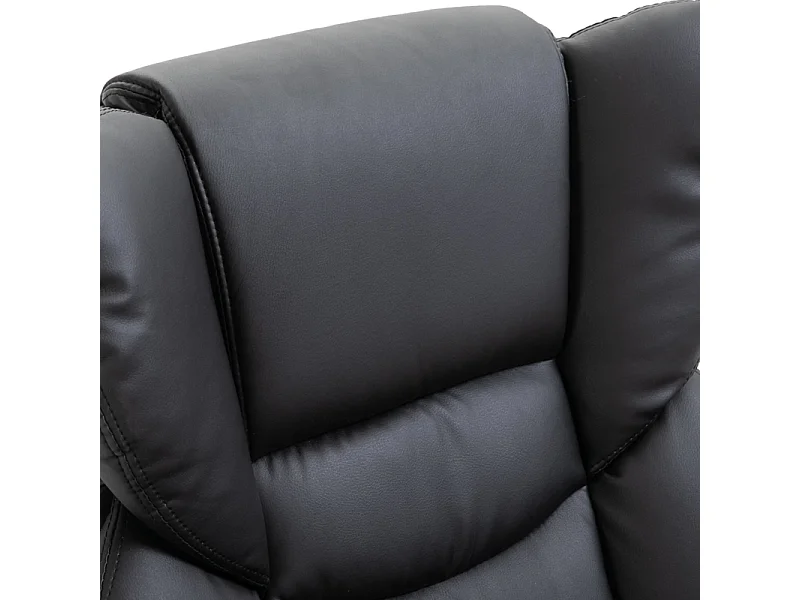 Poltrona relax in pelle con massaggio e pouf inclinabile 145° siège TV pivotant pour salon noir