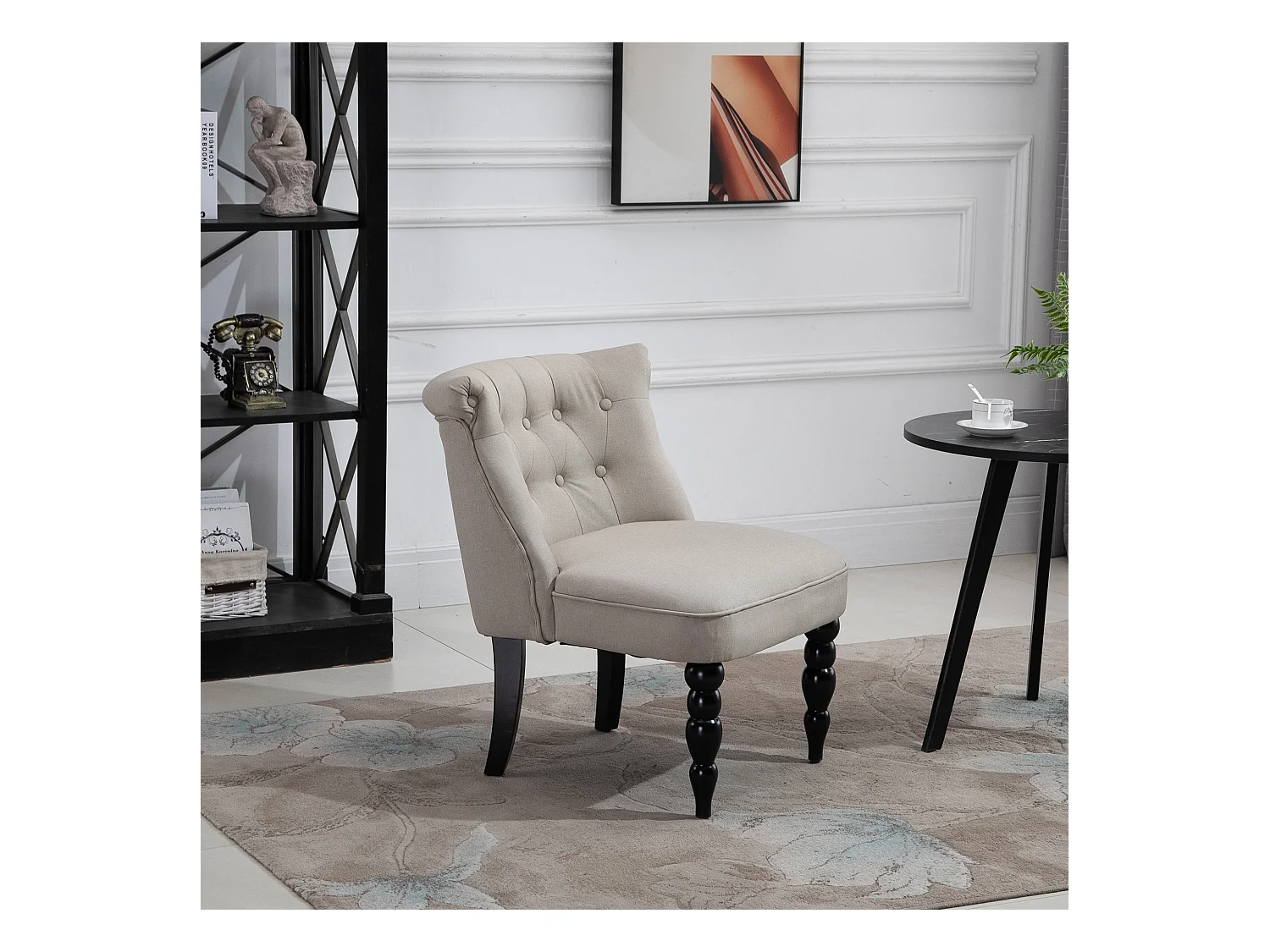 Sedia vintage in lino con sedie per salone e sala da pranzo beige 67x67x78 cm