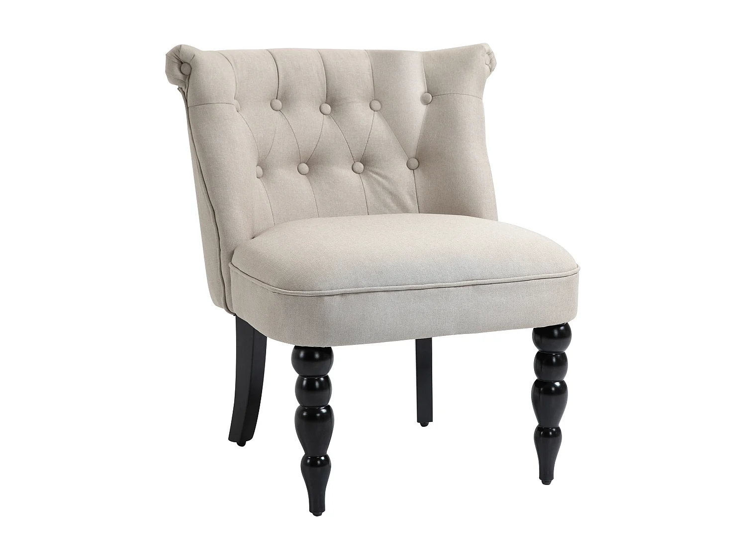 Fauteuil vintage en lin avec accoudoirs pour salon et salle à manger beige 67x67x78 cm