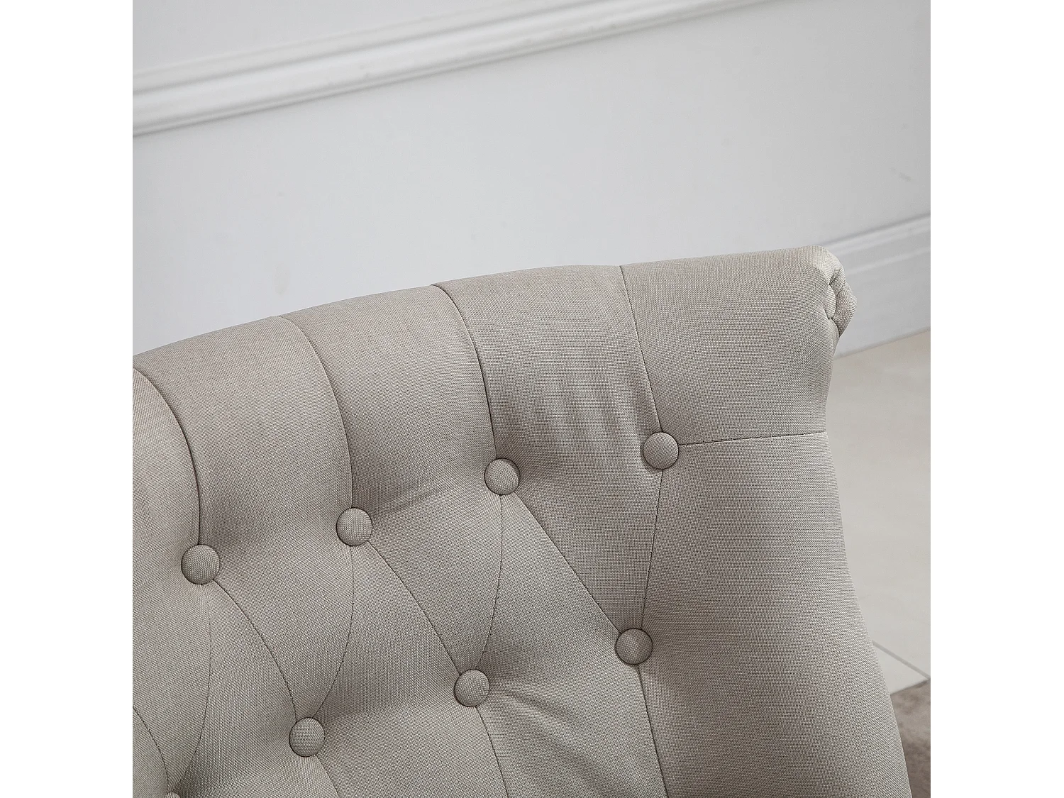 Fauteuil vintage en lin avec accoudoirs pour salon et salle à manger beige 67x67x78 cm