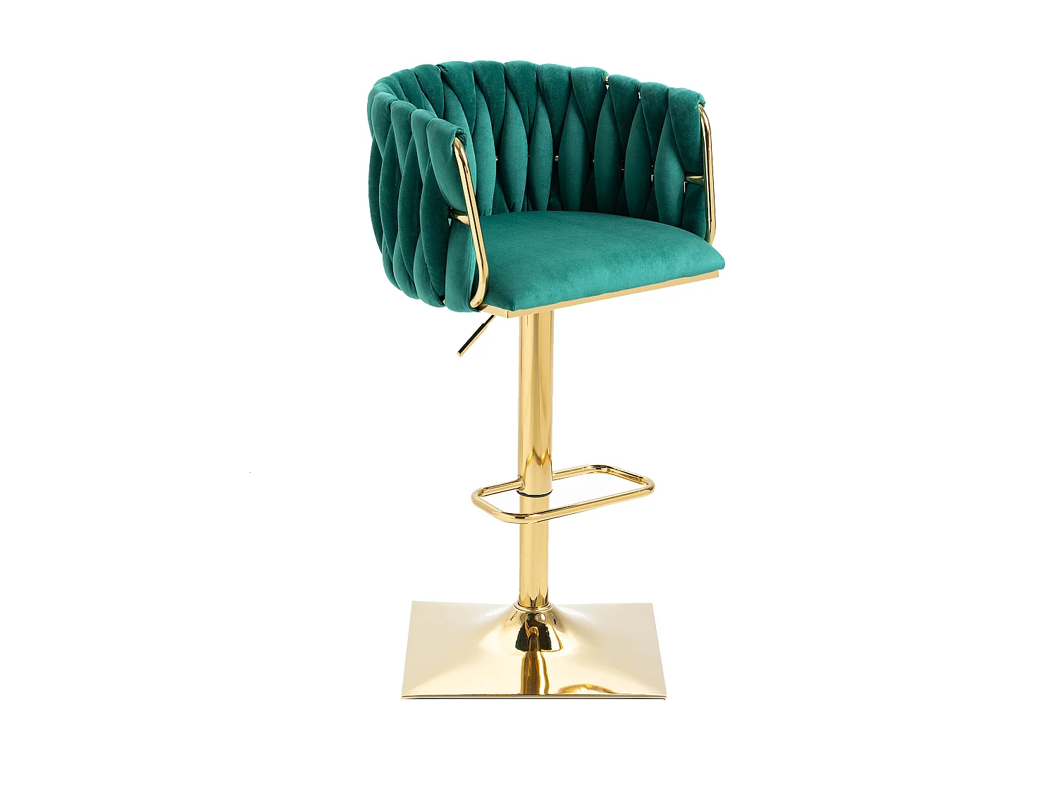 Tabouret de bar velours émeraude chaise haute pivotante réglable doré 2 pz 63-87cm