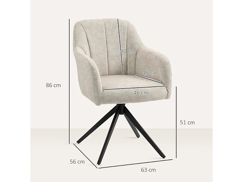 Sillón giratorio tapizado en terciopelo para sala de estar, dormitorio, oficina, beige, 360°