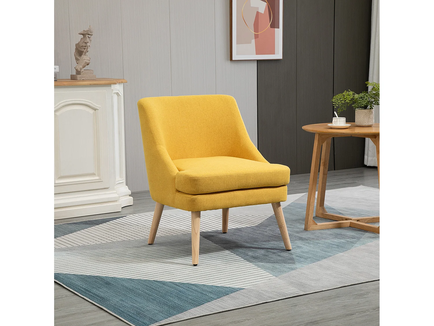 Chaise de salle à manger con divani in tessuto effetto tessuto in legno per salone camera gialla