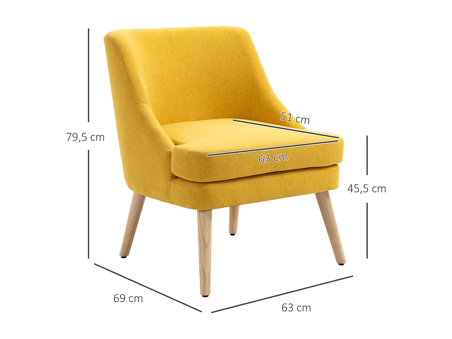 Chaise de salle à manger con divani in tessuto effetto tessuto in legno per salone camera gialla