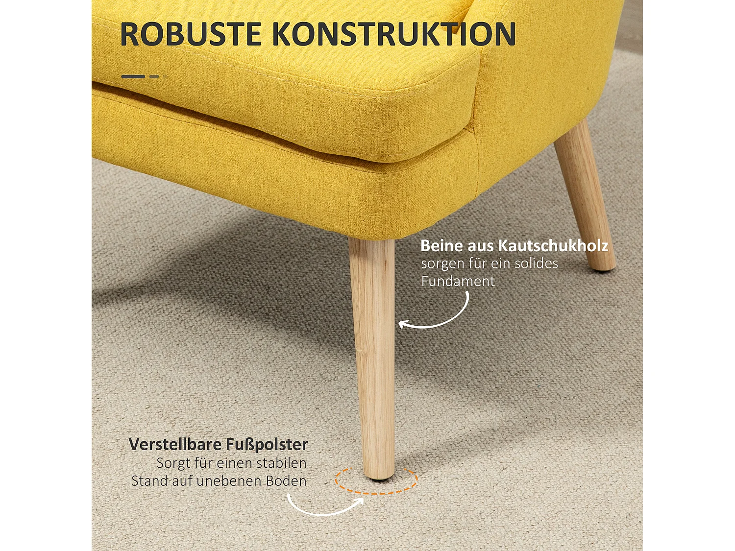 Chaise de salle à manger con divani in tessuto effetto tessuto in legno per salone camera gialla