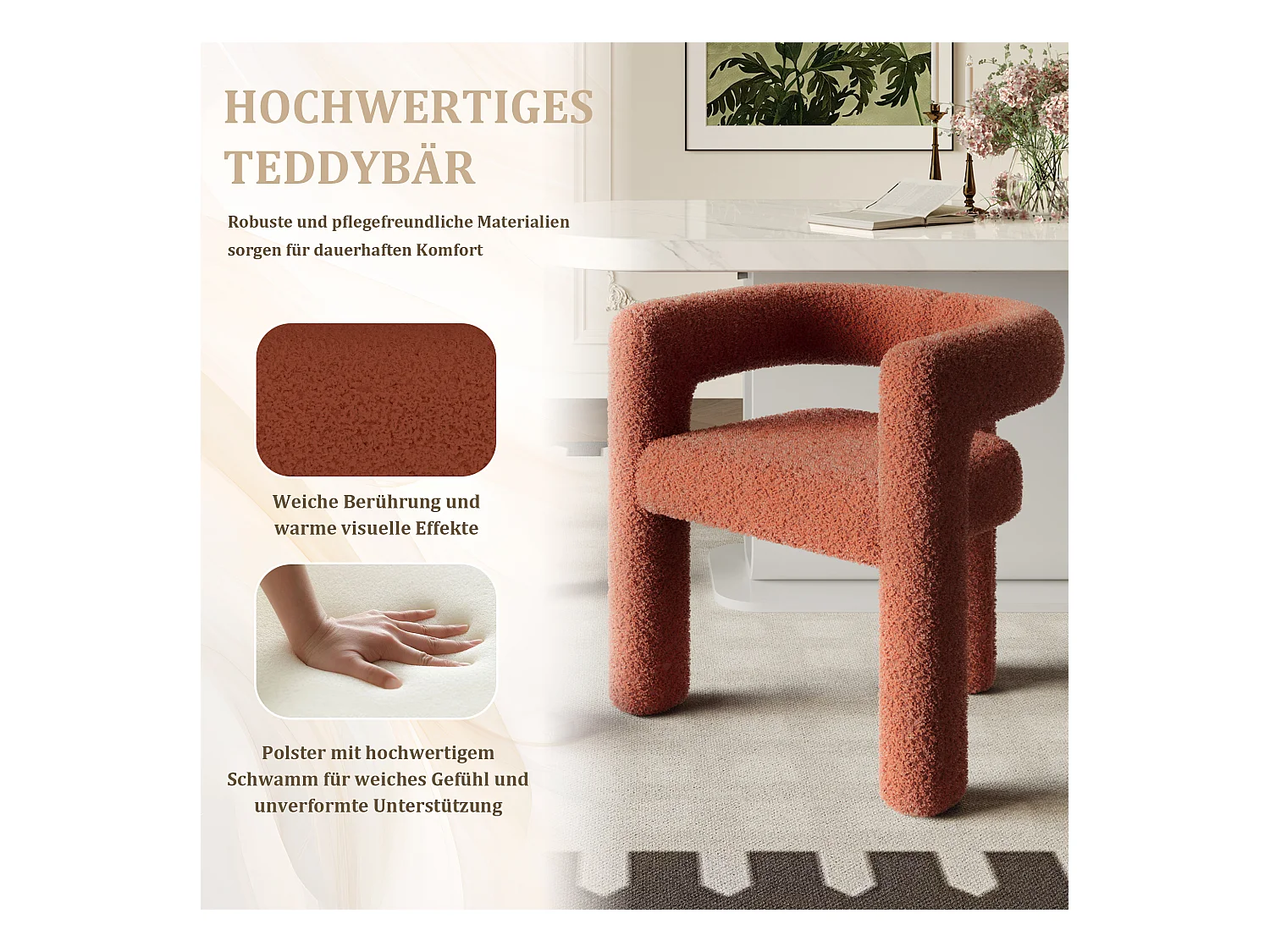 Sedia ergonomica Teddy Flor dal design confortevole, moderna, polivalente, da salone, da camera grigia