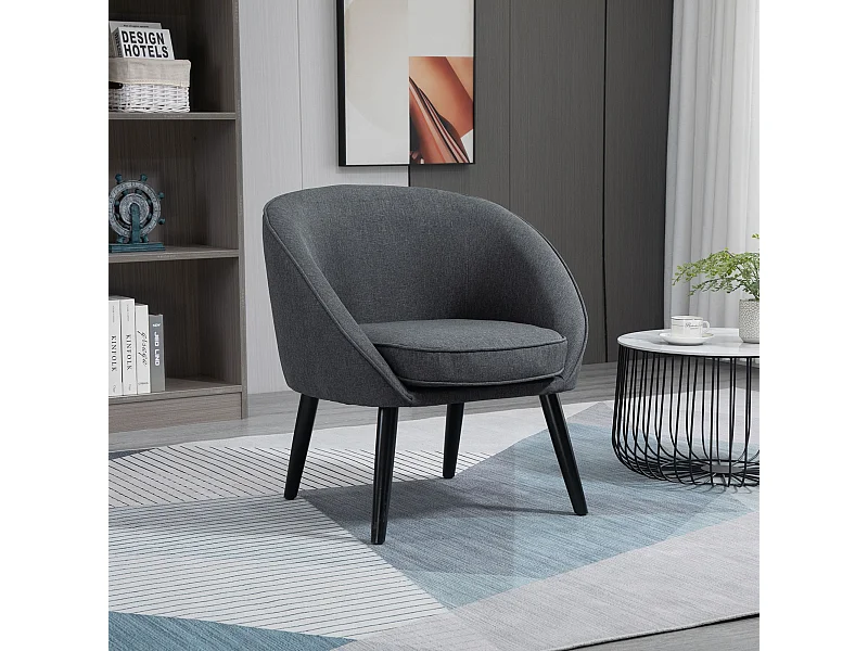 Sillón moderno de lino, silla de oficina, salón, comedor, madera gris, 71 x 65 x 75 cm