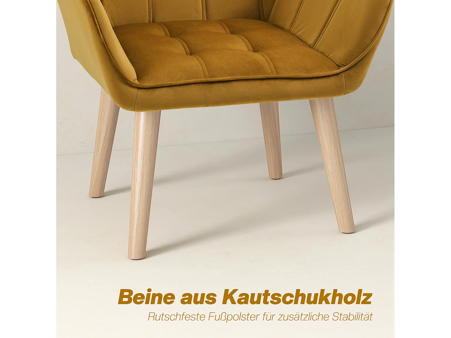 Divano orecchino scandinavo in velluto di poliestere con pieds bois pour salon chambre jaune