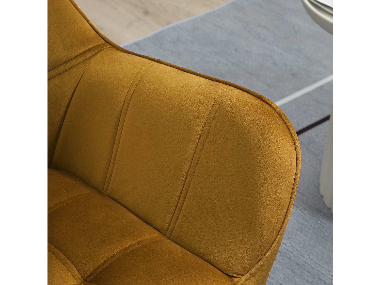 Divano orecchino scandinavo in velluto di poliestere con pieds bois pour salon chambre jaune