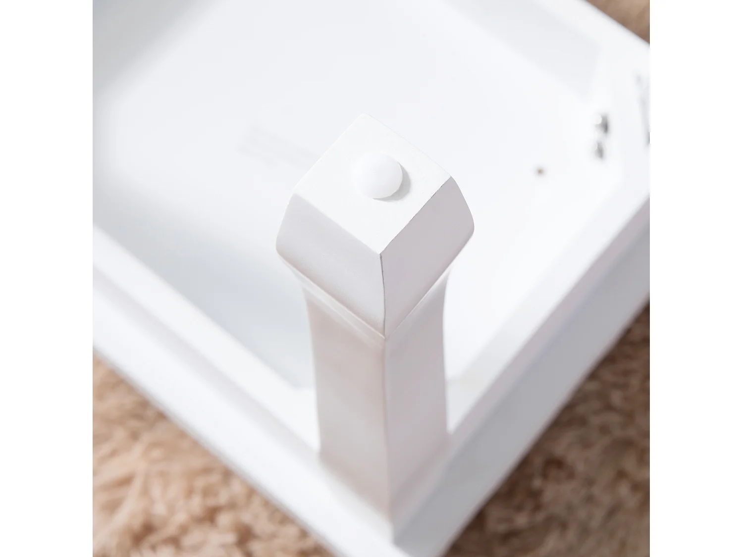 Tabouret carré maquillage in PU e cotone ad alta elasticità per la camera da letto del salone, sala da bagno bianco