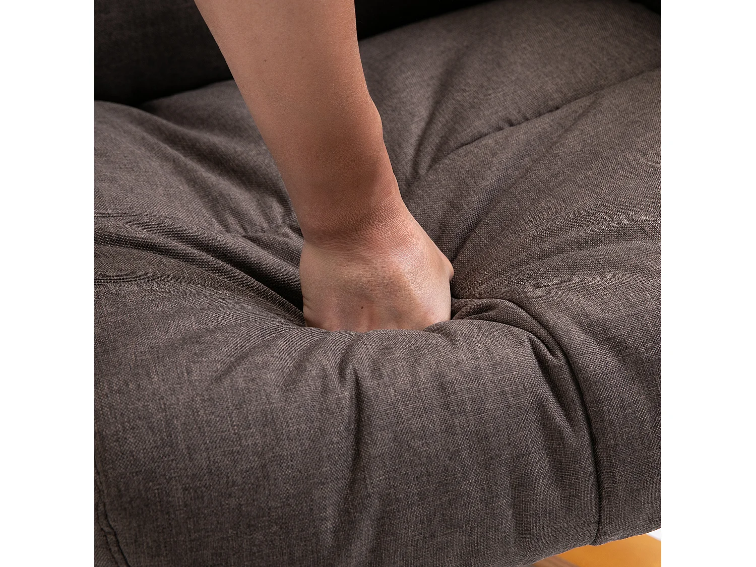 Poltrona de relaxamento com massagem 360° e pufe de poliéster reclinável 145° sala de estar quarto marrom 80x86x99 cm