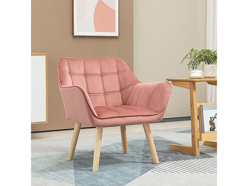 Poltrona escandinava de veludo com pernas elevadas para sala de estar quarto 68,5x61x72,5 cm