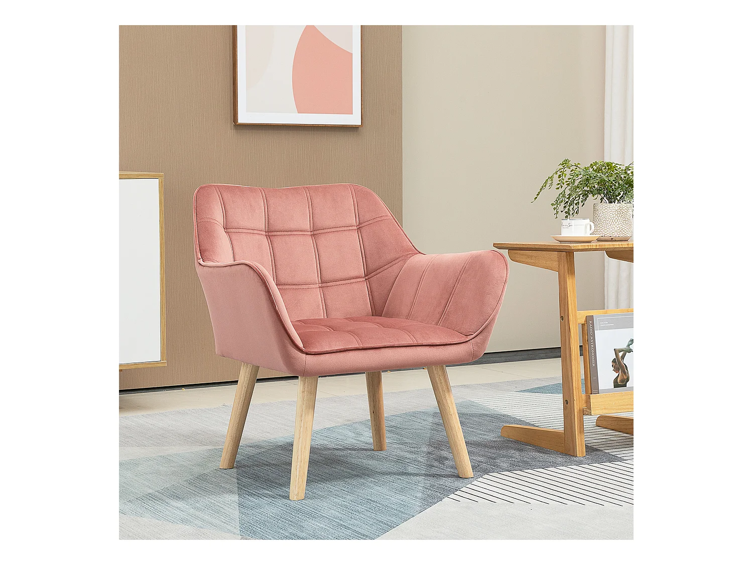 Divano scandinavo in velluto con piedini rialzati per camera da salone 68,5x61x72,5 cm