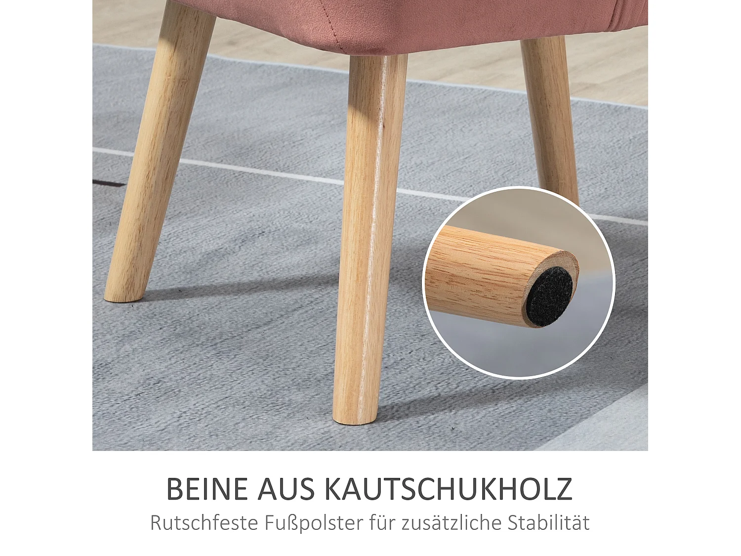 Divano scandinavo in velluto con piedini rialzati per camera da salone 68,5x61x72,5 cm