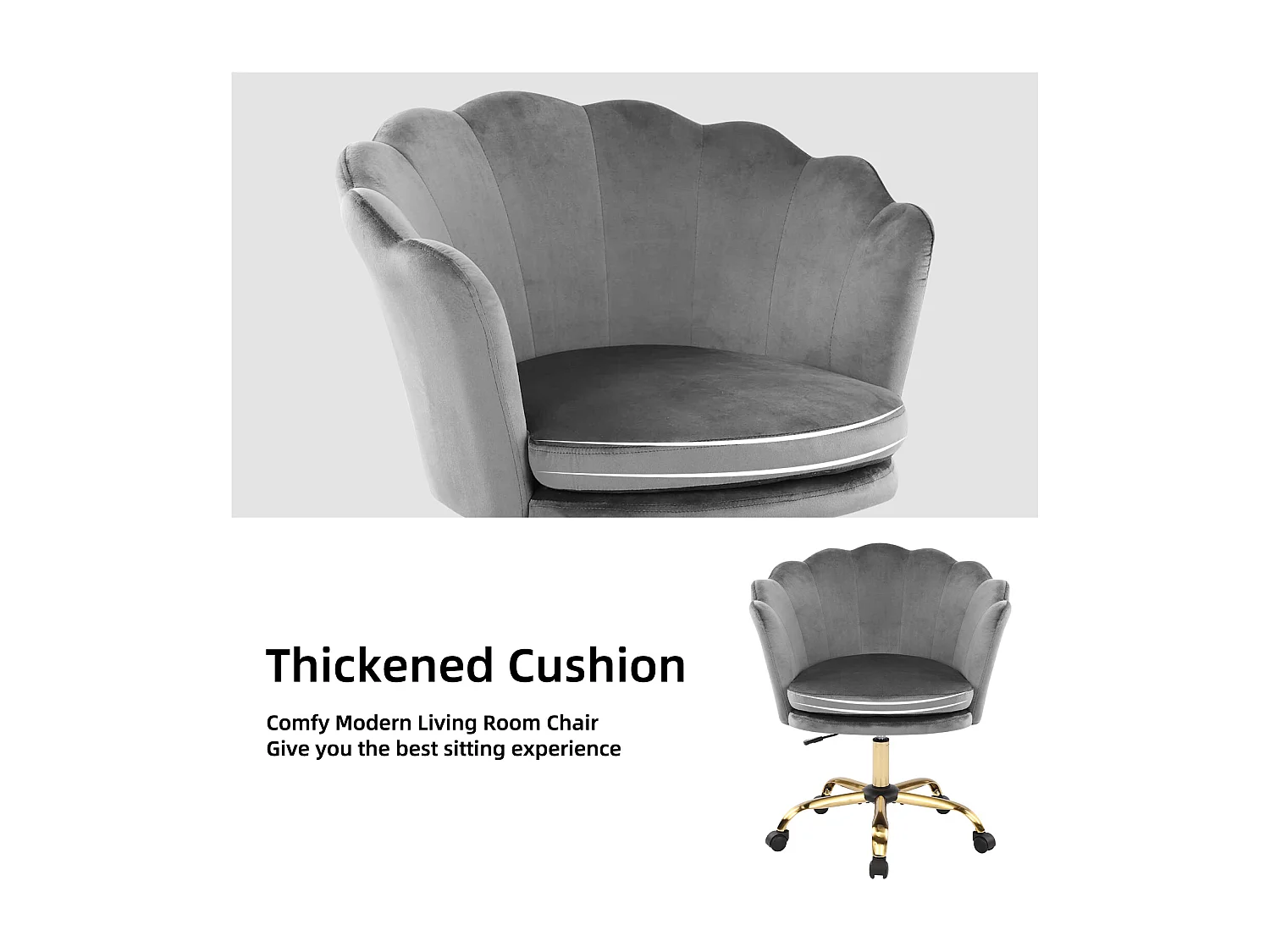 Silla de oficina giratoria ajustable de terciopelo con ruedas, cómoda silla de maquillaje