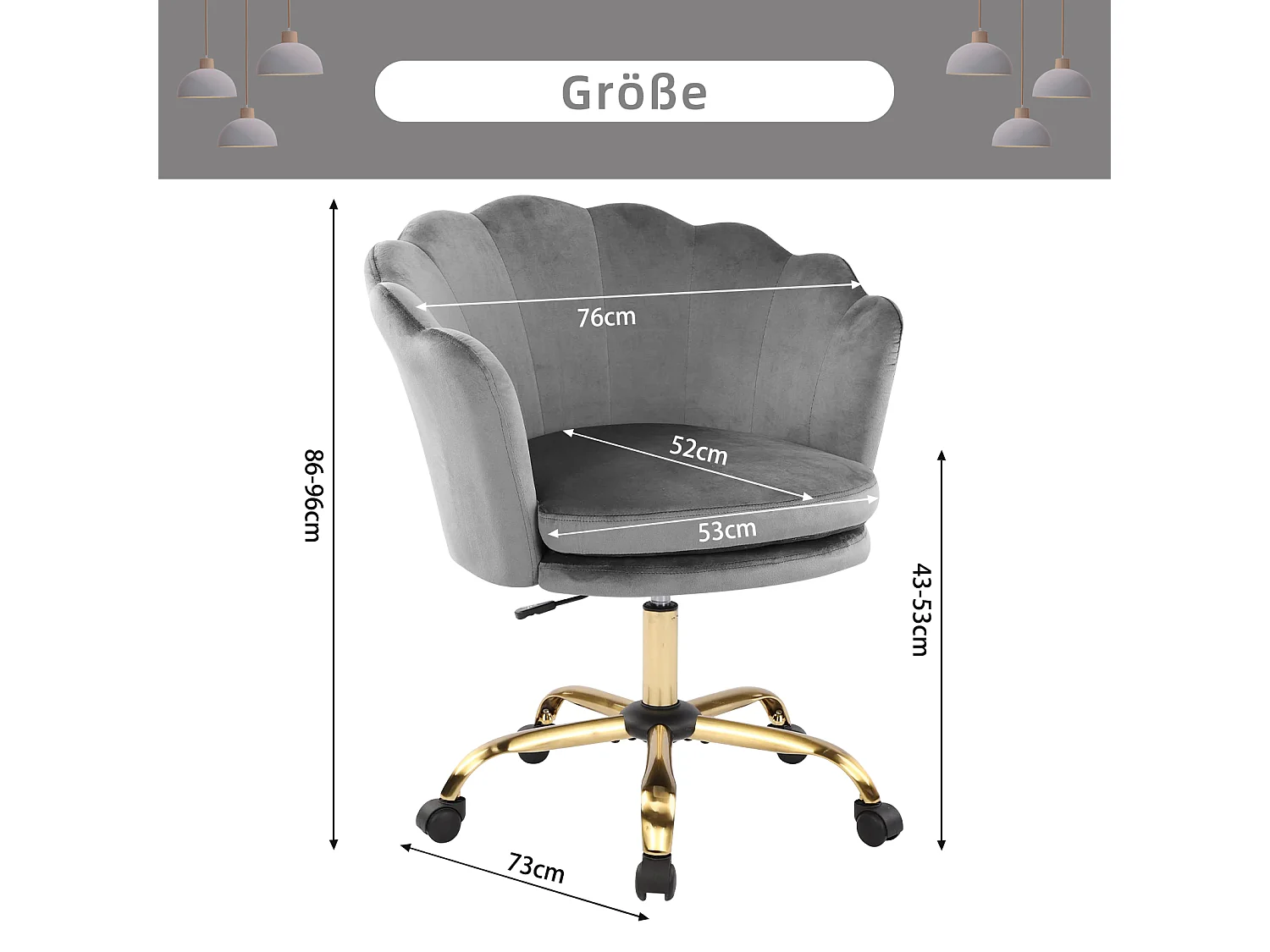 Silla de oficina giratoria ajustable de terciopelo con ruedas, cómoda silla de maquillaje