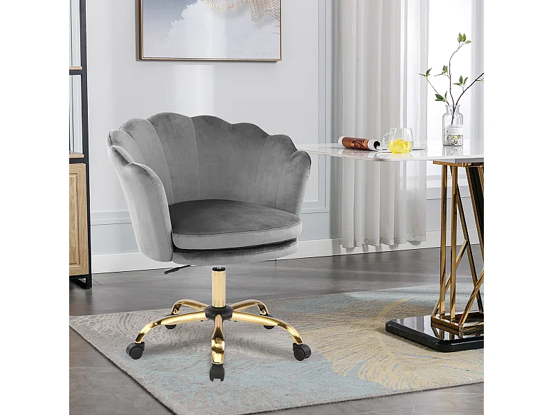 Silla de oficina giratoria ajustable de terciopelo con ruedas, cómoda silla de maquillaje