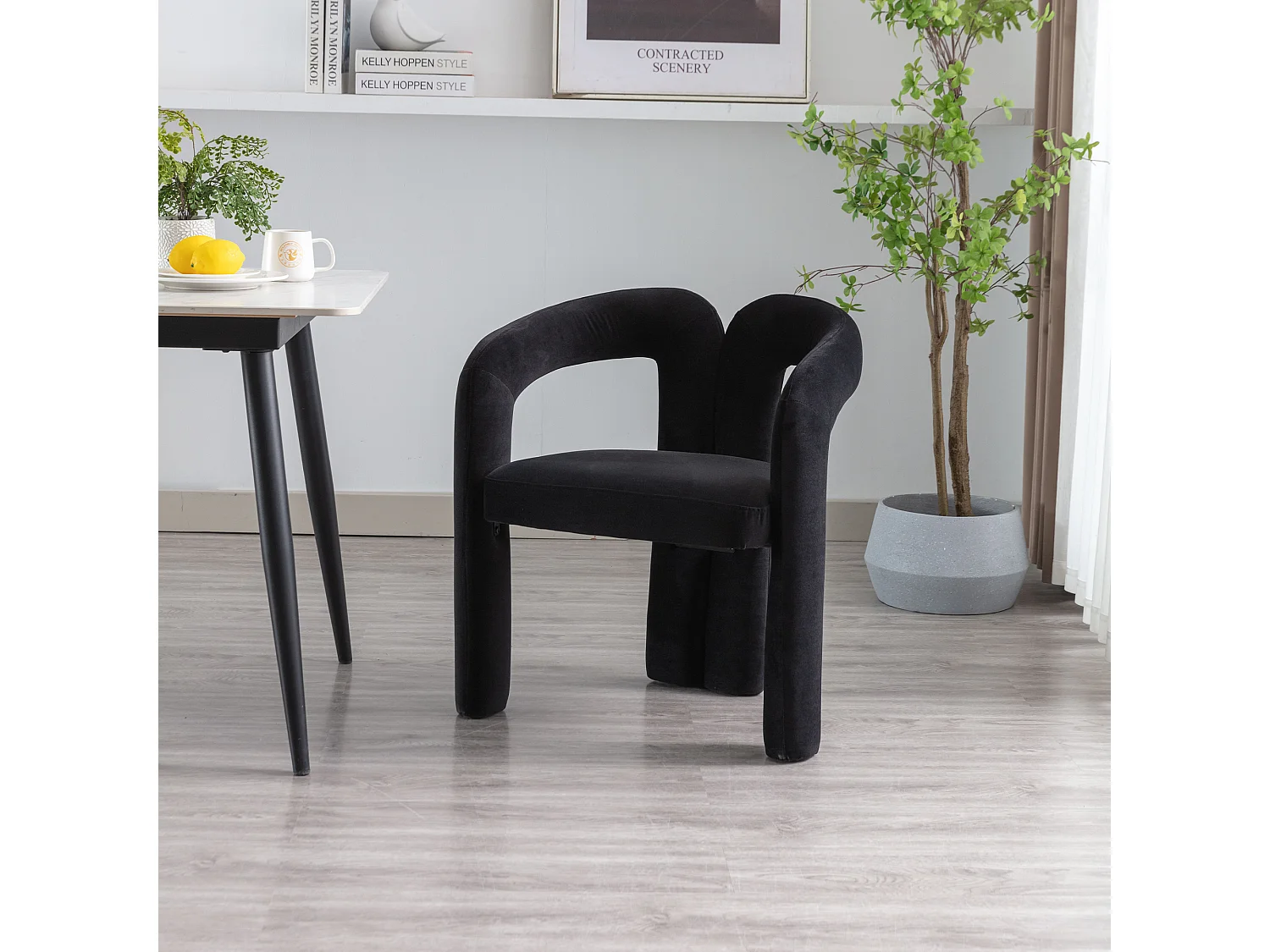 Chaises salle à manger velours modernes lot de 2 avec dossier ergonomique pieds bois gris confortable