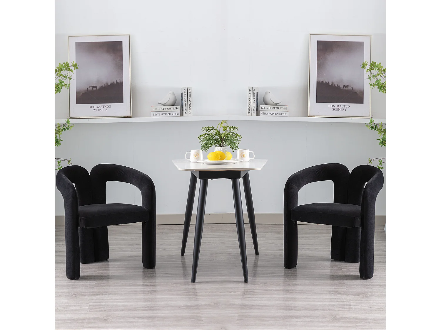 Chaises salle à manger velours modernes lot de 2 avec dossier ergonomique pieds bois gris confortable