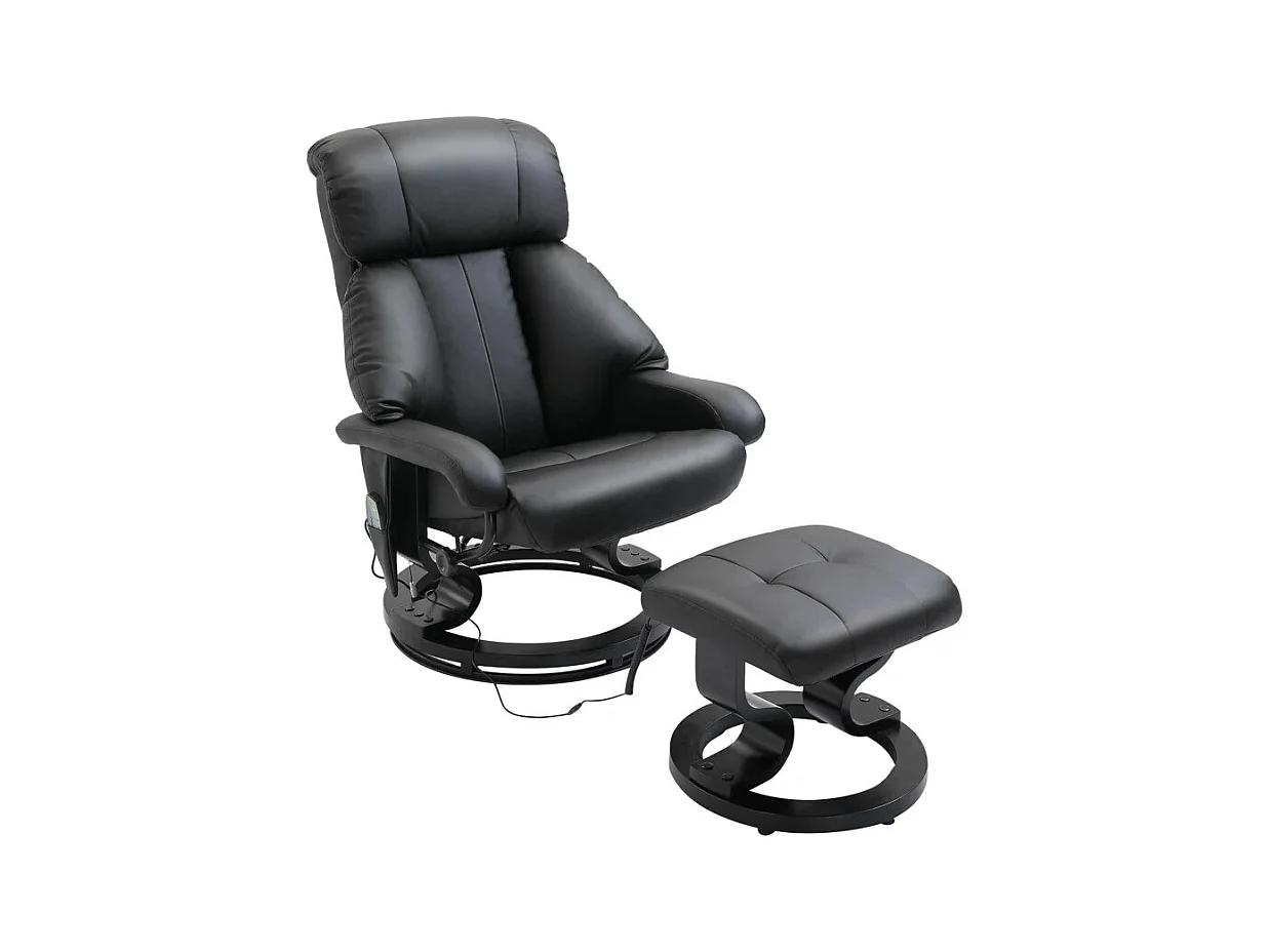 Poltrona TV inclinabile con ottomane in pelle sintetica poltrona relax pivotant 360° 76x80x102 cm