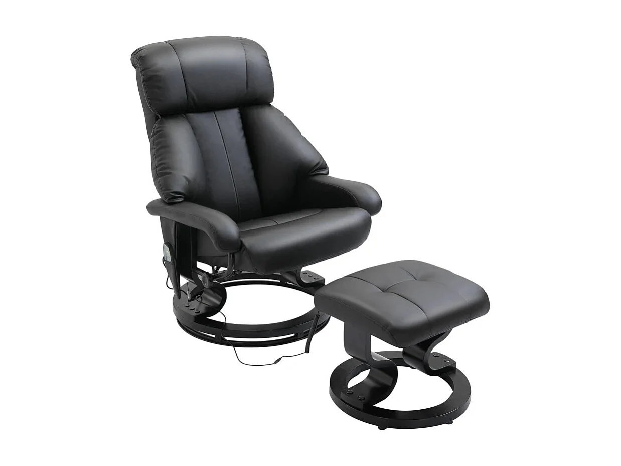 Poltrona TV inclinabile con ottomane in pelle sintetica poltrona relax pivotant 360° 76x80x102 cm