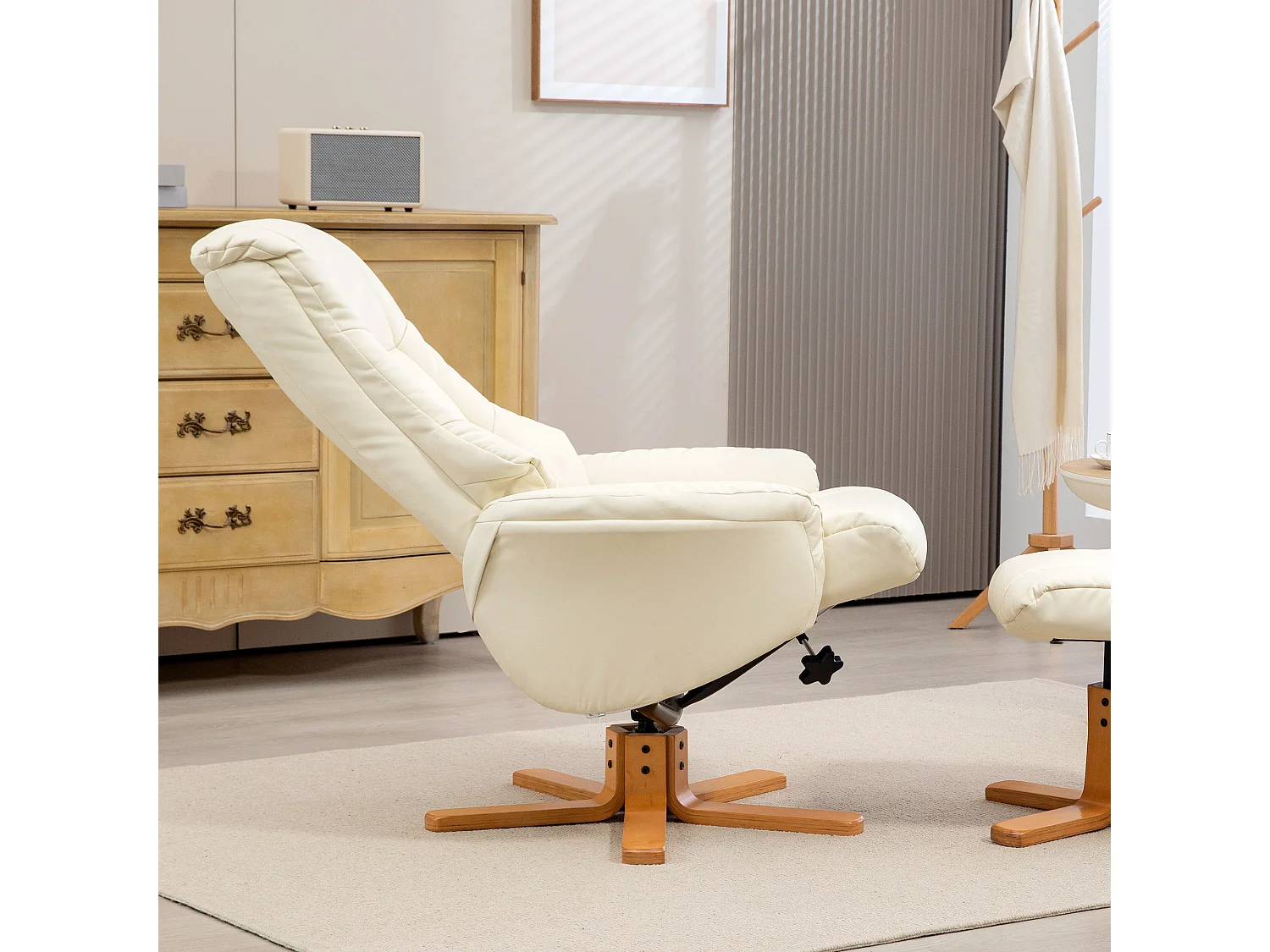 Poltrona relax reclinável com apoio para os pés em couro sintético sala de TV quarto 71x84x102 cm