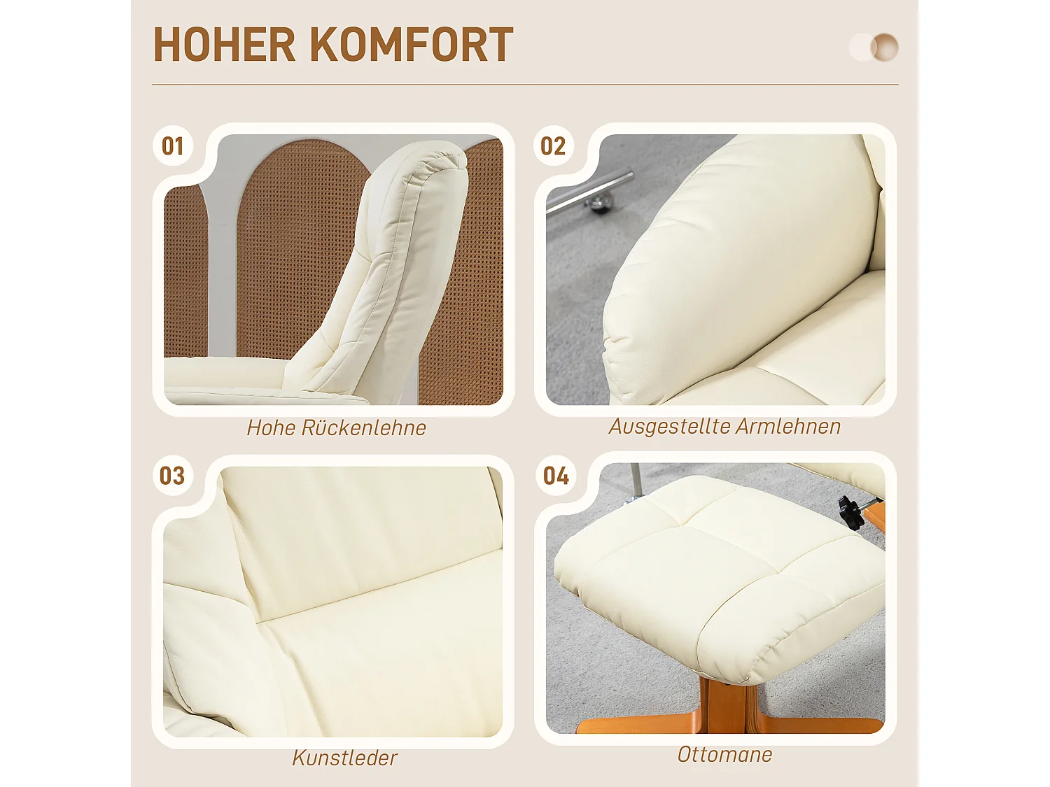 Sillón relax reclinable con reposapiés piel sintética TV salón dormitorio 71x84x102 cm