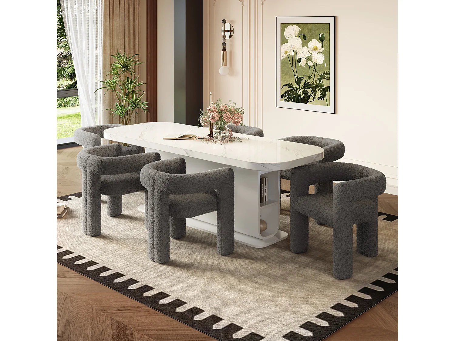 Sillón ergonómico Teddy Flor diseño moderno cómodo versátil sala dormitorio gris