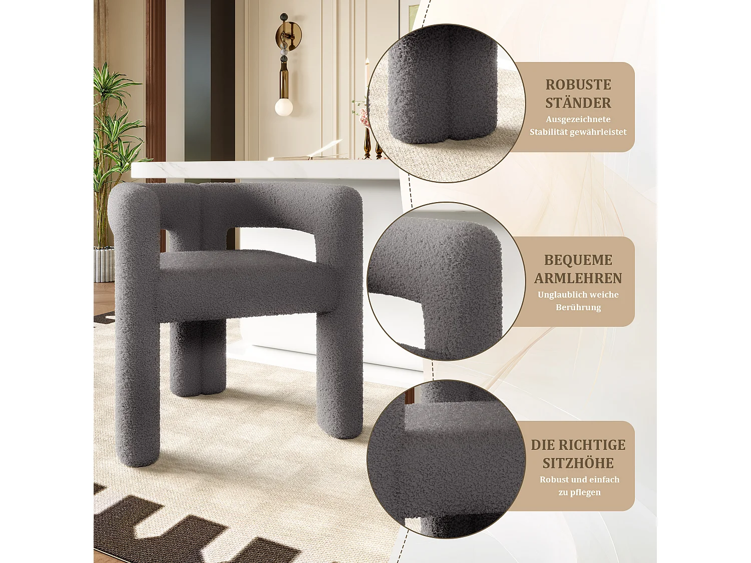 Poltrona ergonômica Teddy Flor design moderno confortável versátil sala de estar quarto cinza