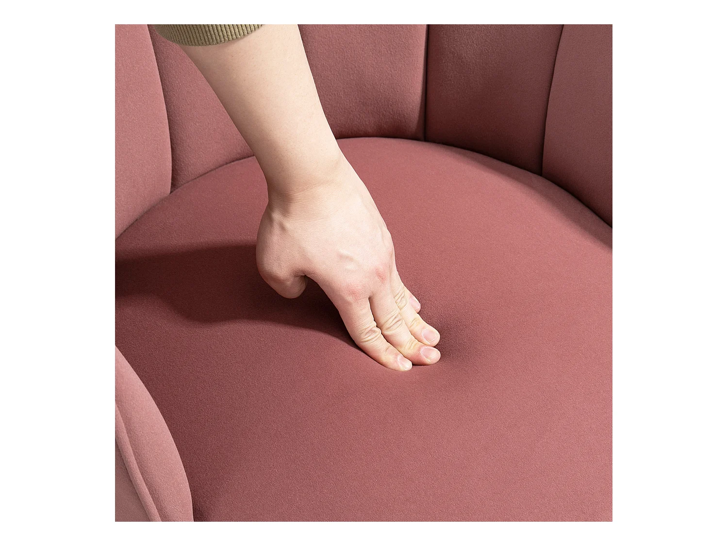 Cadeira de jantar de poliéster com encosto e braços para sala de estar quarto rosa 66x72x79cm